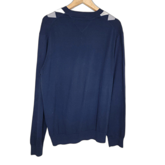Tommy Hilfiger Argyle V-neck Navy Blue Sweater - XL - Picture 2 of 5